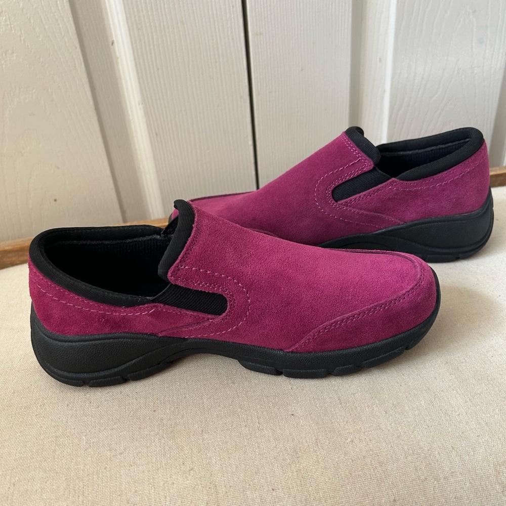 LANDS END women's loafer plum real leather upper size 7B comfort shoes